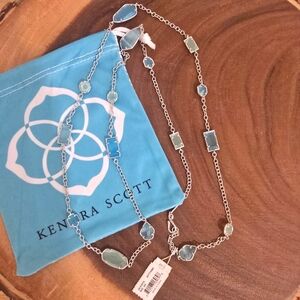*Rare* Kendra Scott Jackinta Station Necklace Chalcedony Blue Silver